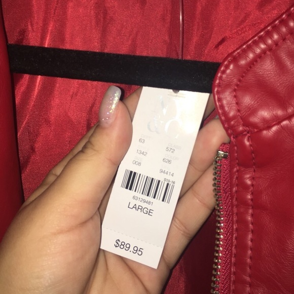 NY&C Red & Gold Faux Leather Jacket NWT - Picture 6 of 8